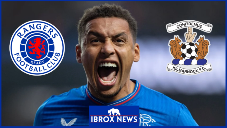James Tavernier with Rangers and Kilmarnock badges