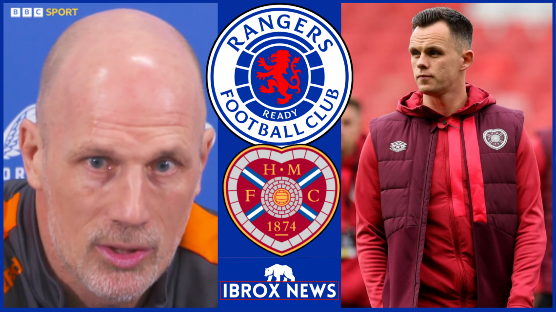 Philippe Clement and Lawrence Shankland, Rangers and Hearts badges