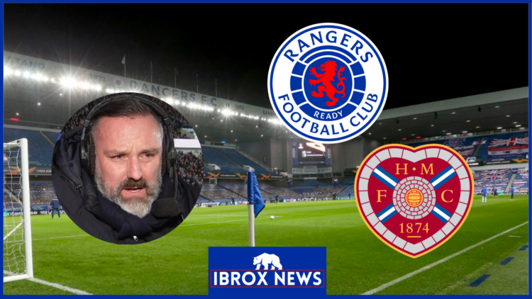 Kris Boyd with Rangers and Hearts badges