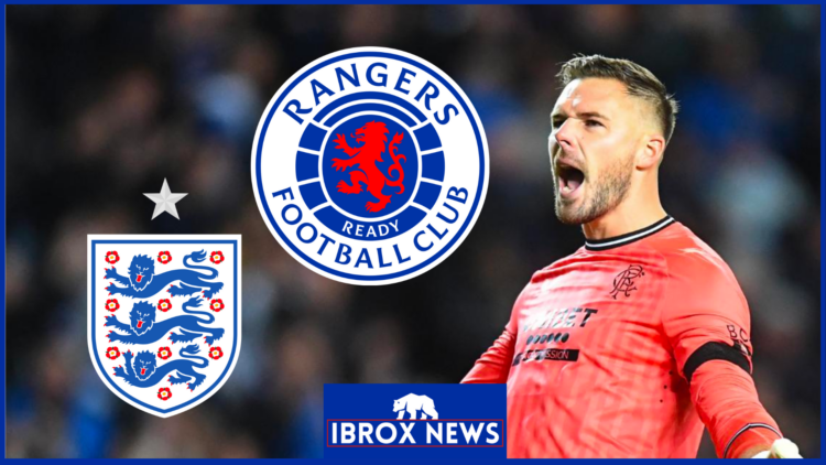 Jack Butland with Rangers and England badges