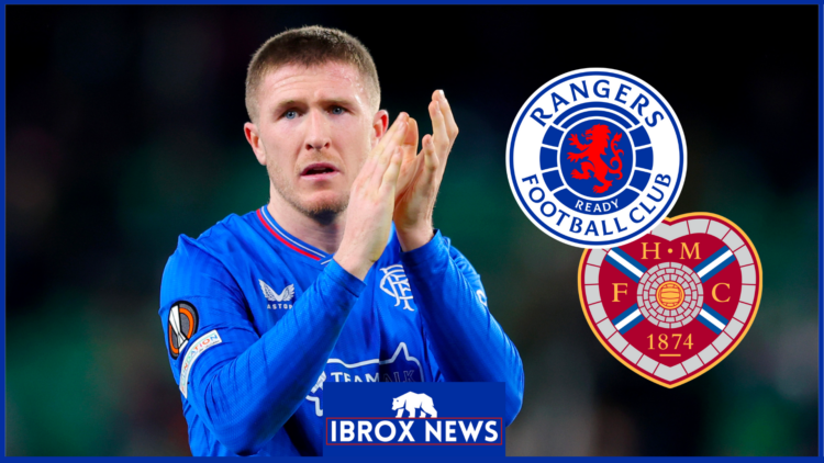 John Lundstram with Rangers and Hearts badges