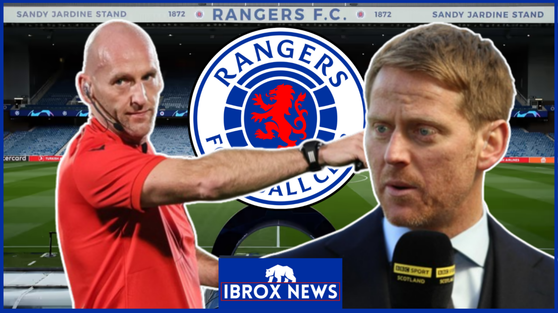 Bobby Madden Michael Stewart at Ibrox Rangers logo