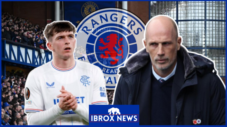 Cole McKinnon and Philippe Clement Ibrox Rangers badge
