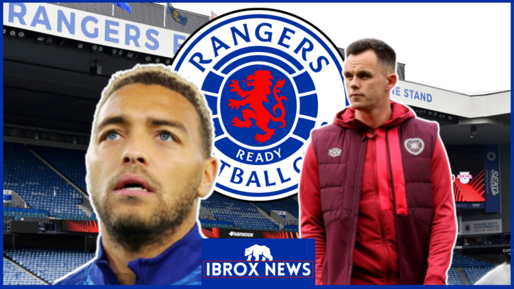 Cyriel Dessers Lawrence Shankland Ibrox Rangers badge