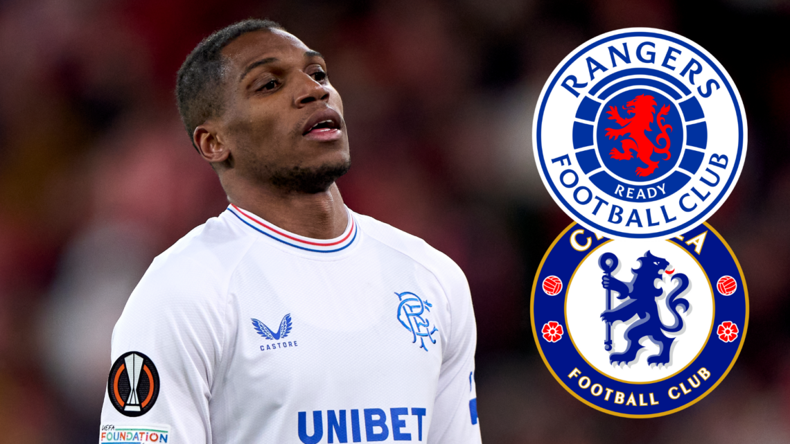 Dujon Sterling with Rangers and Chelsea badges