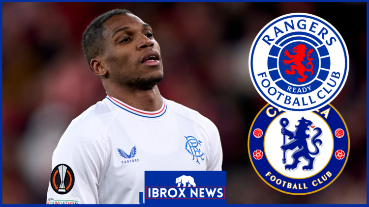 Dujon Sterling with Rangers and Chelsea badges