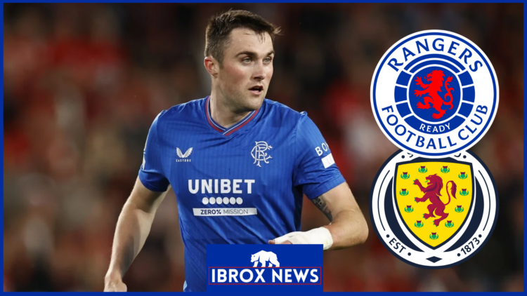 John Souttar with Rangers and Scotland badges