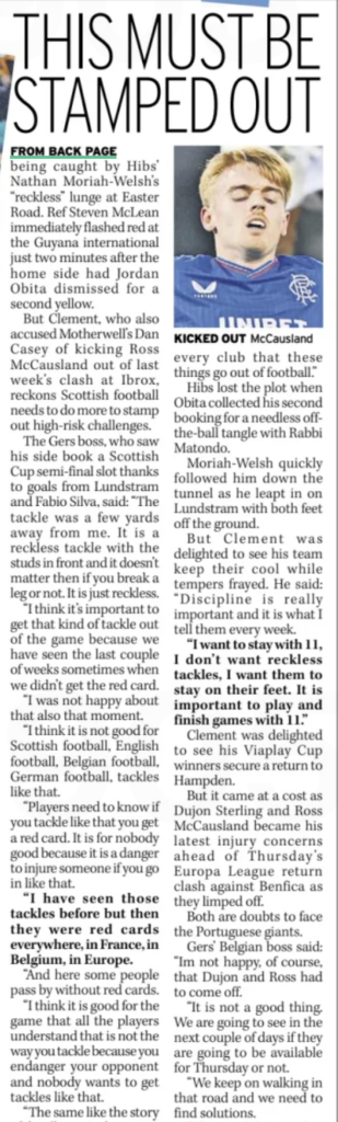 The Daily Record report following Rangers v Hibernian.