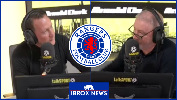Ray Parlour and Ally McCoist on talkSPORT with Rangers badge