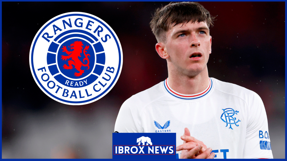 Cole McKinnon with Rangers badge