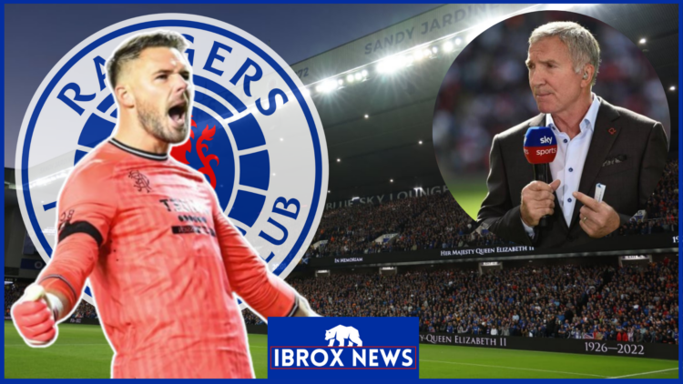 Graeme Souness and Jack Butland at Ibrox with Rangers badge