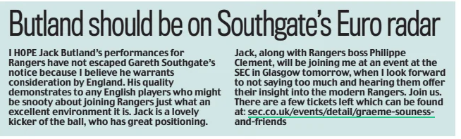Graeme Souness on Jack Butland effect at Rangers