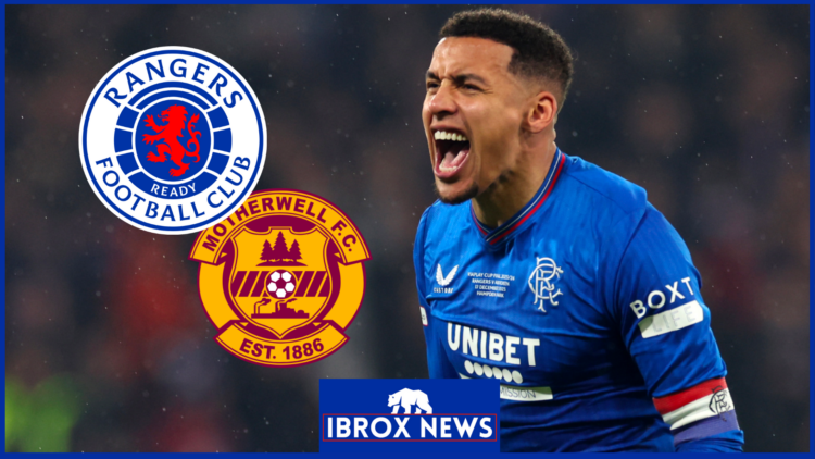 James Tavernier with Rangers and Motherwell badges