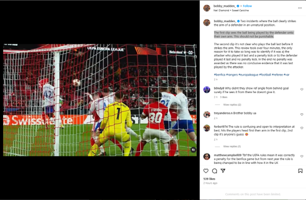 Bobby Madden on Rangers v Benfica