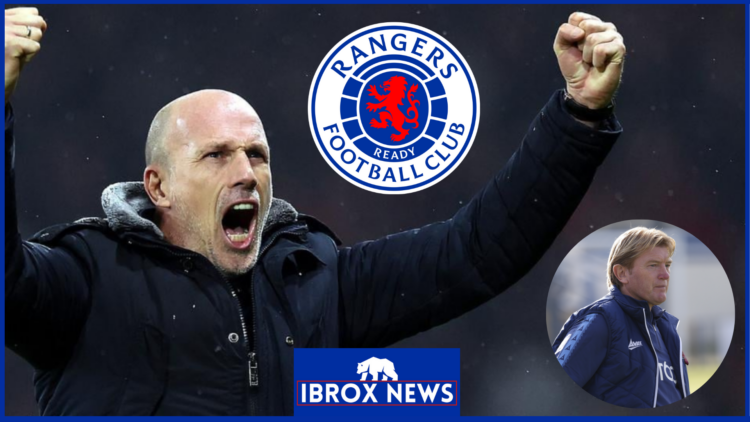 Philippe Clement and Stuart McCall with Rangers badge