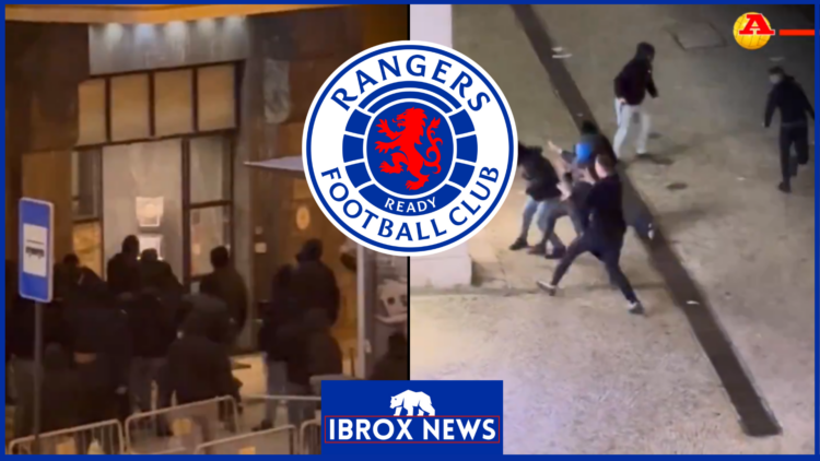 Fans involved in violent clashes in Lisbon with Rangers badge