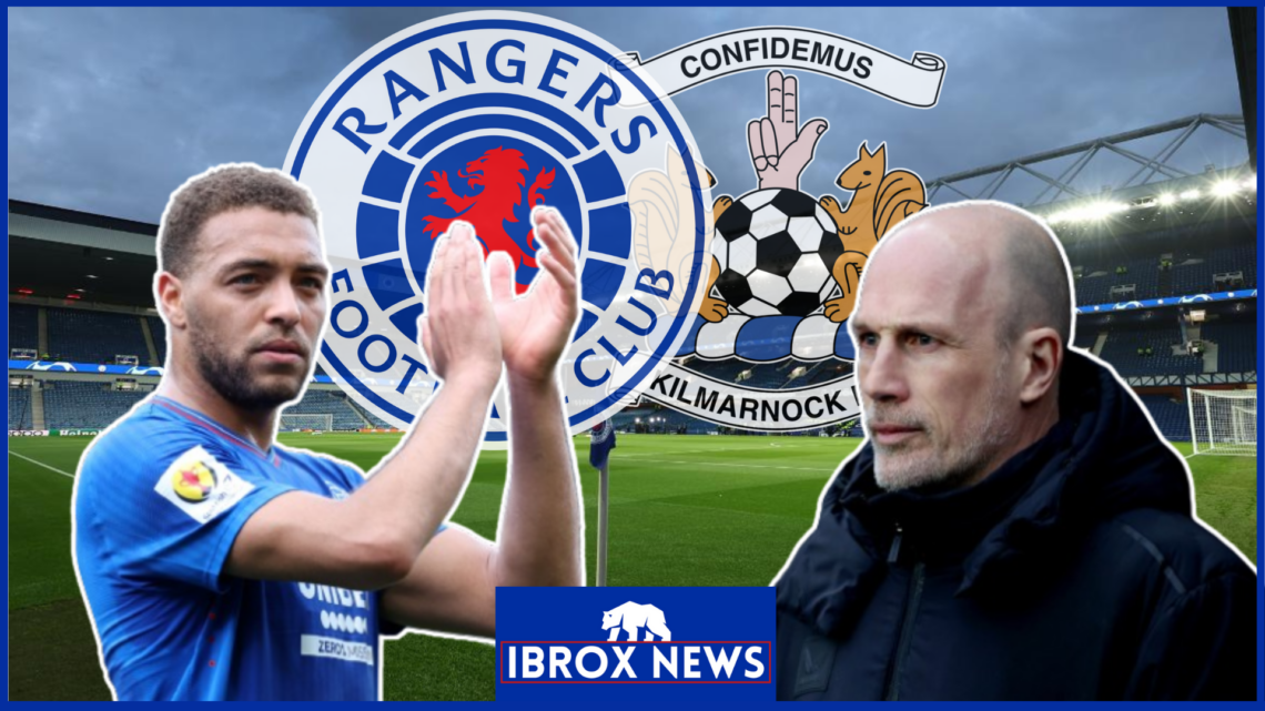 Cyriel Dessers, Philippe Clement, Rangers badge, Kilmarnock badge