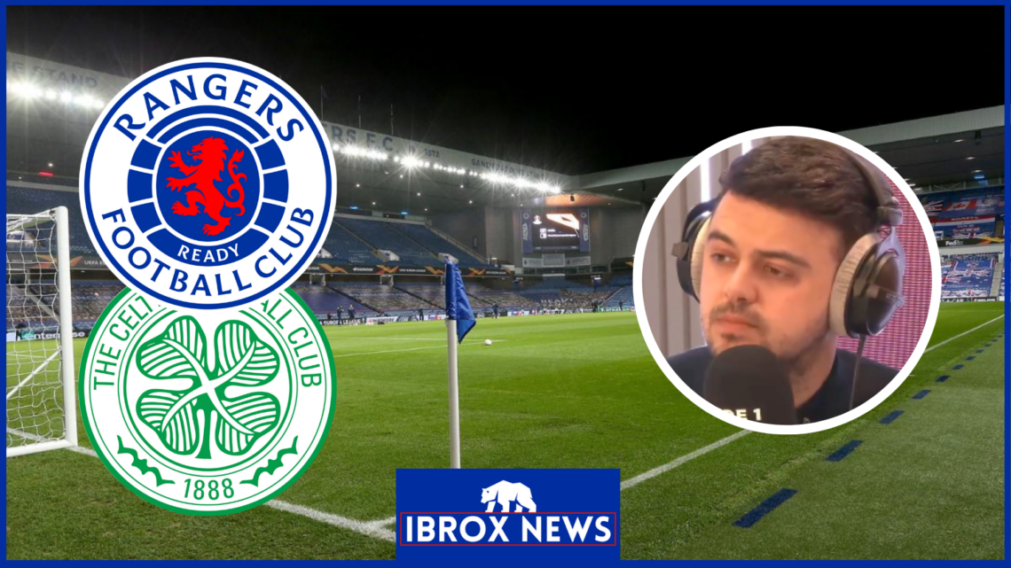 Gordon Duncan with Rangers and Celtic badges