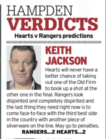 Keith Jackson shares Rangers v Hearts verdict