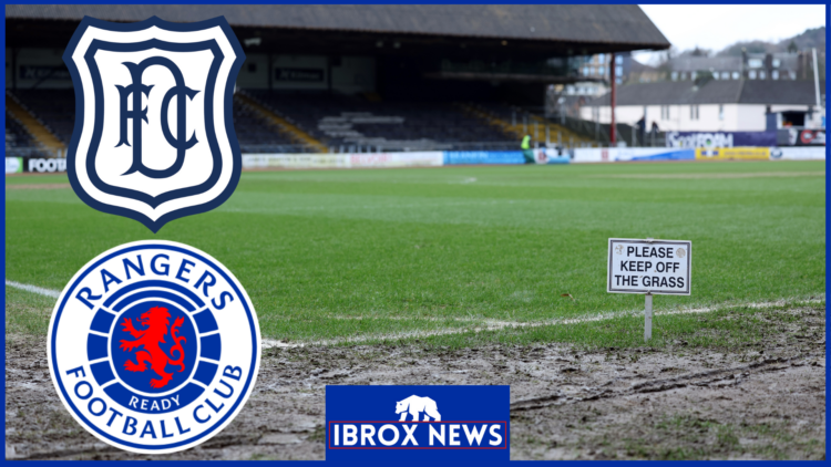 Dundee badge, Rangers badge, Dens Park waterlogged