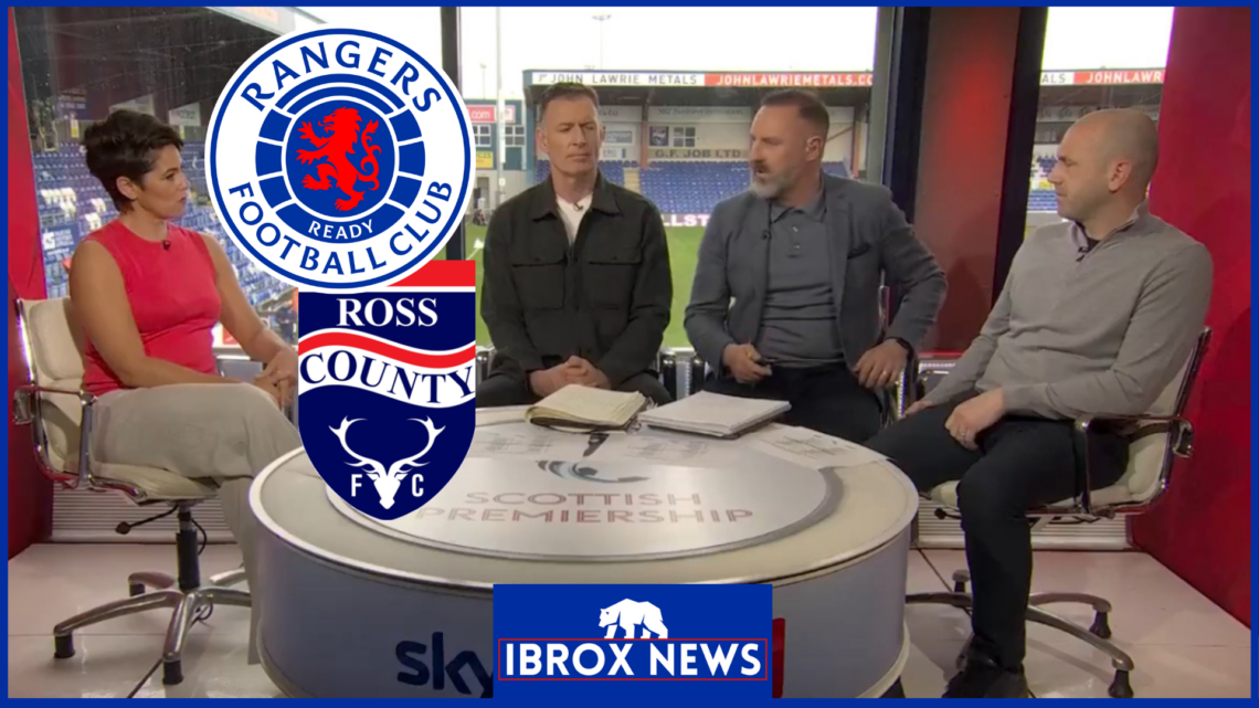 Chris Sutton and Kris Boyd on Sky Sports with Rangers and Ross County badges