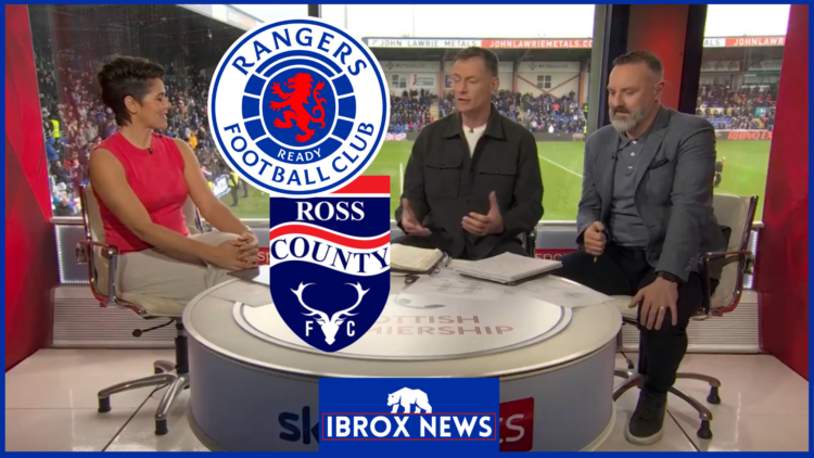 Chris Sutton on Sky Sports with Rangers and Ross County badges