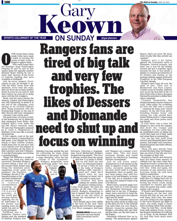 Gary Keown Rangers Mail on Sunday