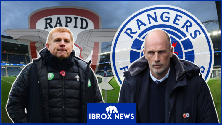Philippe Clement, Neil Lennon, Rangers badge, Rapid Bucuresti badge