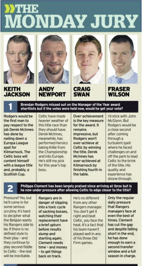 Andy Newport, Rangers, Daily Record