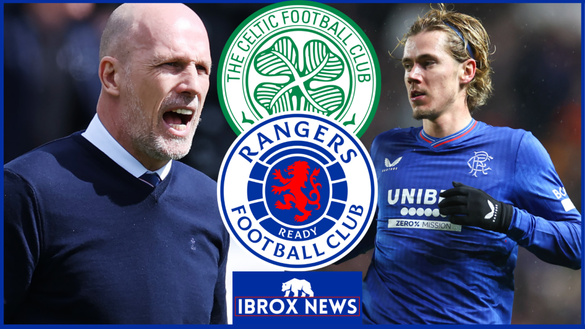Philippe Clement, Todd Cantwell, Celtic badge, Rangers badge