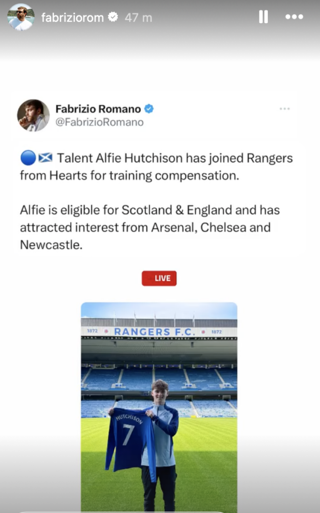 Rangers Alfie Hutchinson
