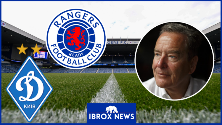 Jeff Stelling, Rangers badge, Dynamo Kyiv badge