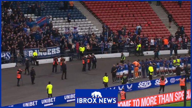 Rangers fans celebrate with players