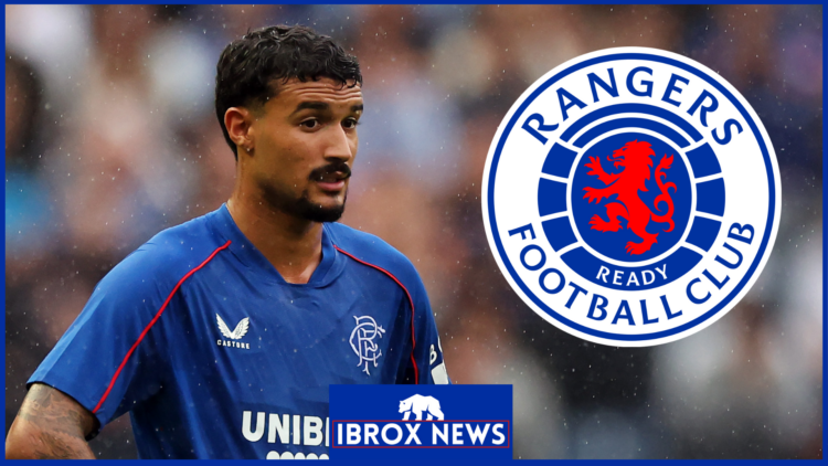 Rangers badge and left-back Jefte.