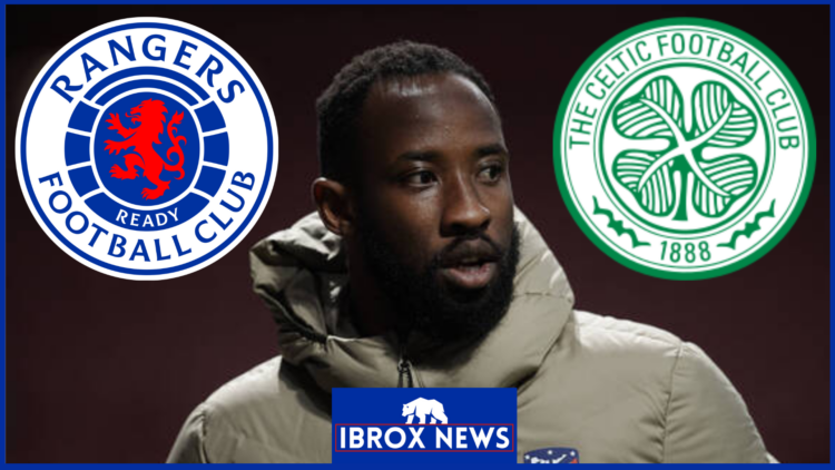 Moussa Dembele, Rangers badge, Celtic badge