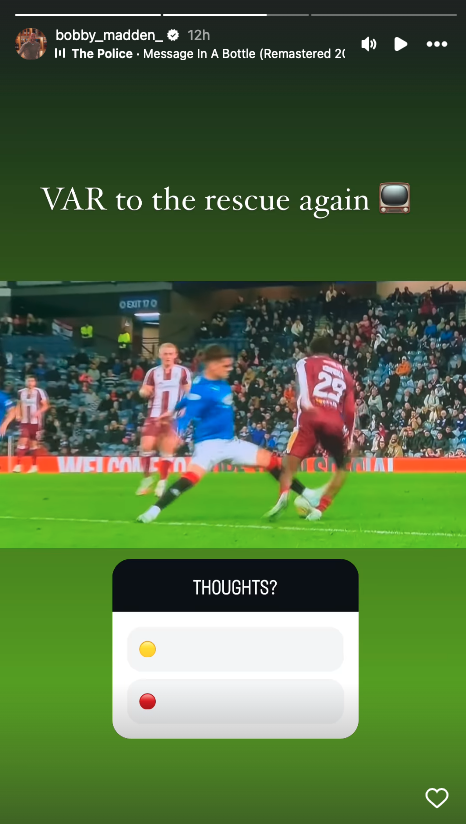 Bobby Madden Instagram Rangers Ianis Hagi