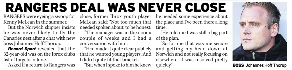 Daily Record, 11 October, pg 48, Kenny McClean, Rangers
