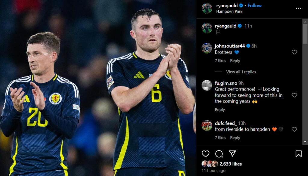 Ryan Gauld instagram post