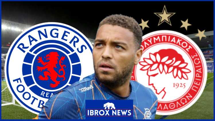 Cyriel Dessers, Rangers badge, Olympiacos badge