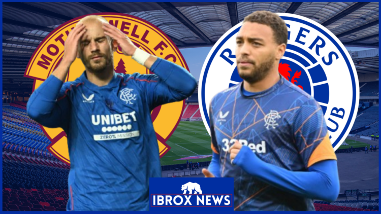 Vaclav Cerny, Cyriel Dessers, Motherwell badge, Rangers badge