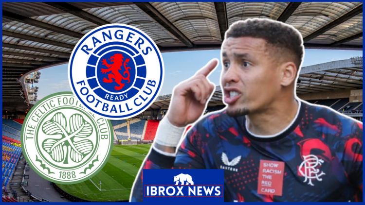 James Tavernier, Celtic badge, Rangers badge, Hampden Park