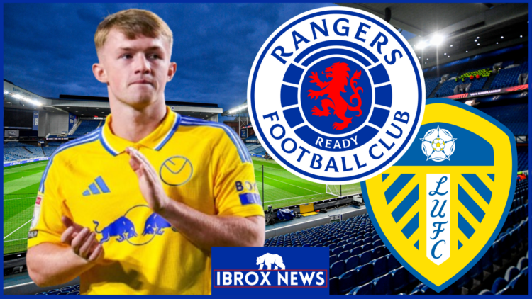Joe Gelhardt, Rangers badge, Leeds United badge