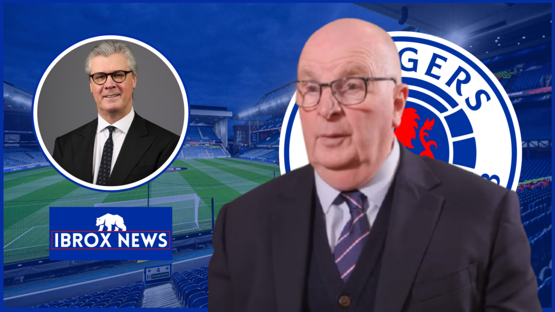John Gilligan, Malcolm Offord in inset, Rangers badge