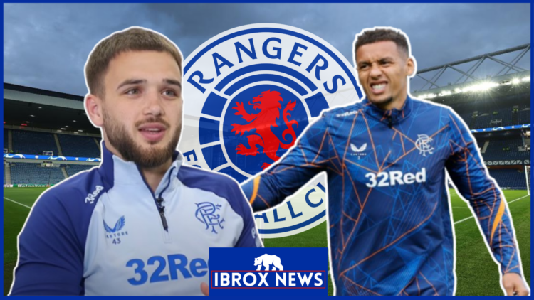 Nico Raskin, James Tavernier, Rangers badge