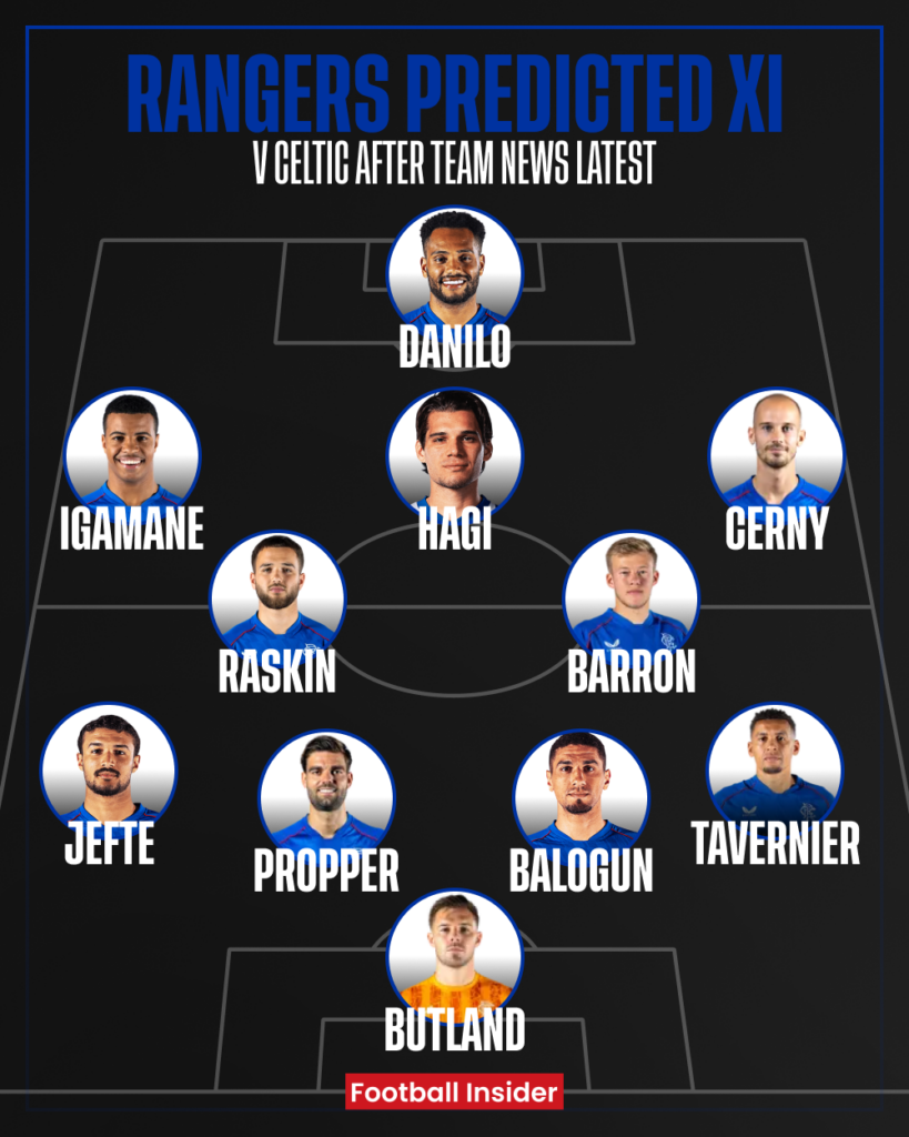 Rangers predicted XI v Celtic