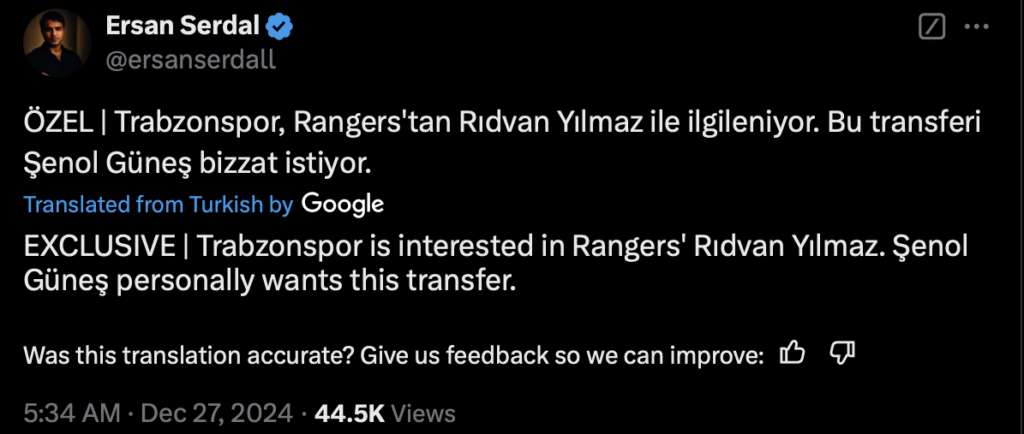 Ridvan Yilmaz Rangers transfer