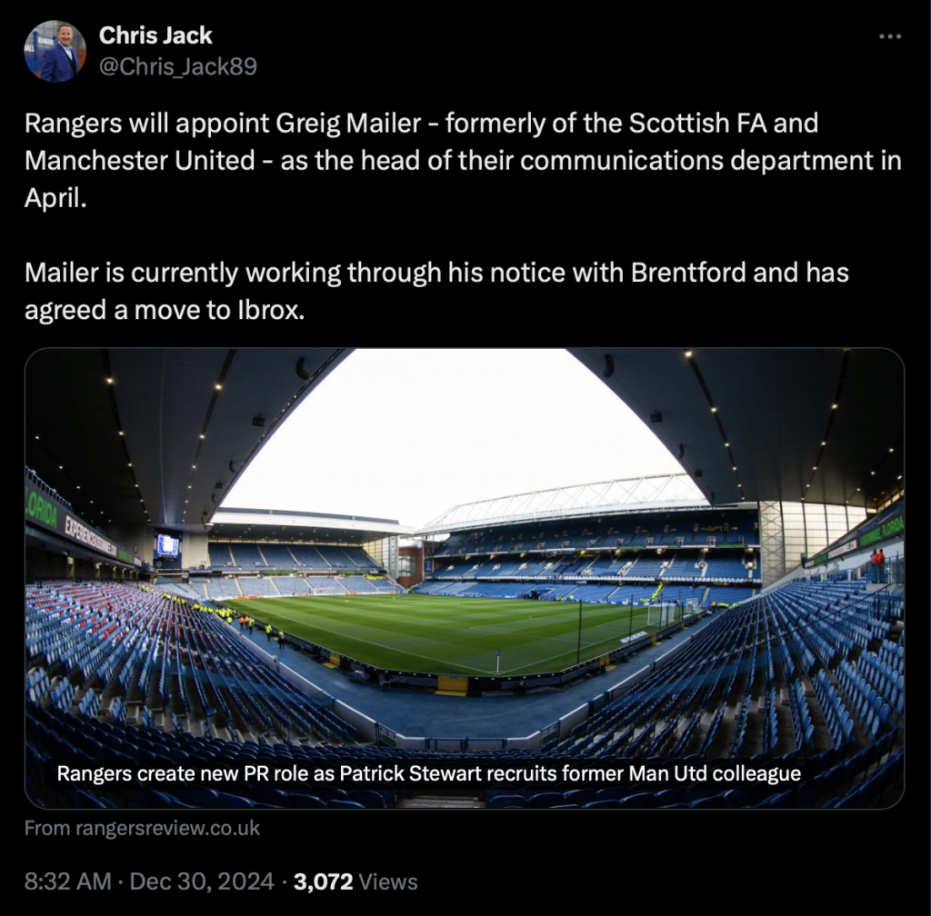 Chris Jack Rangers tweet