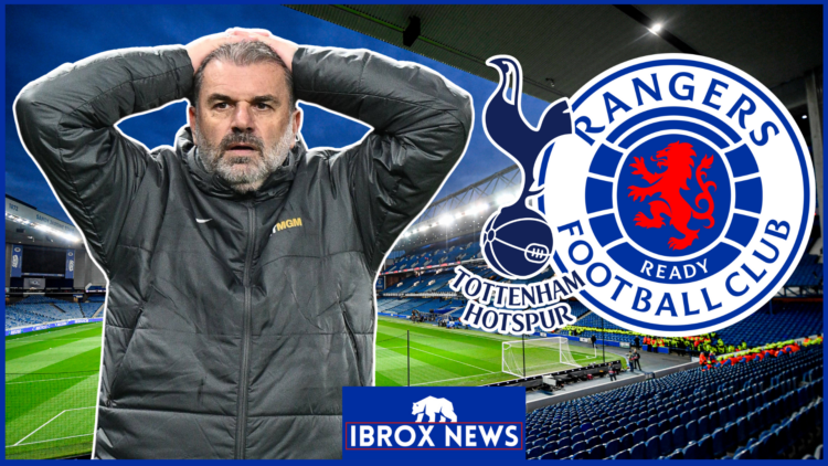 Rangers and Tottenham badges, Ange Postecoglou