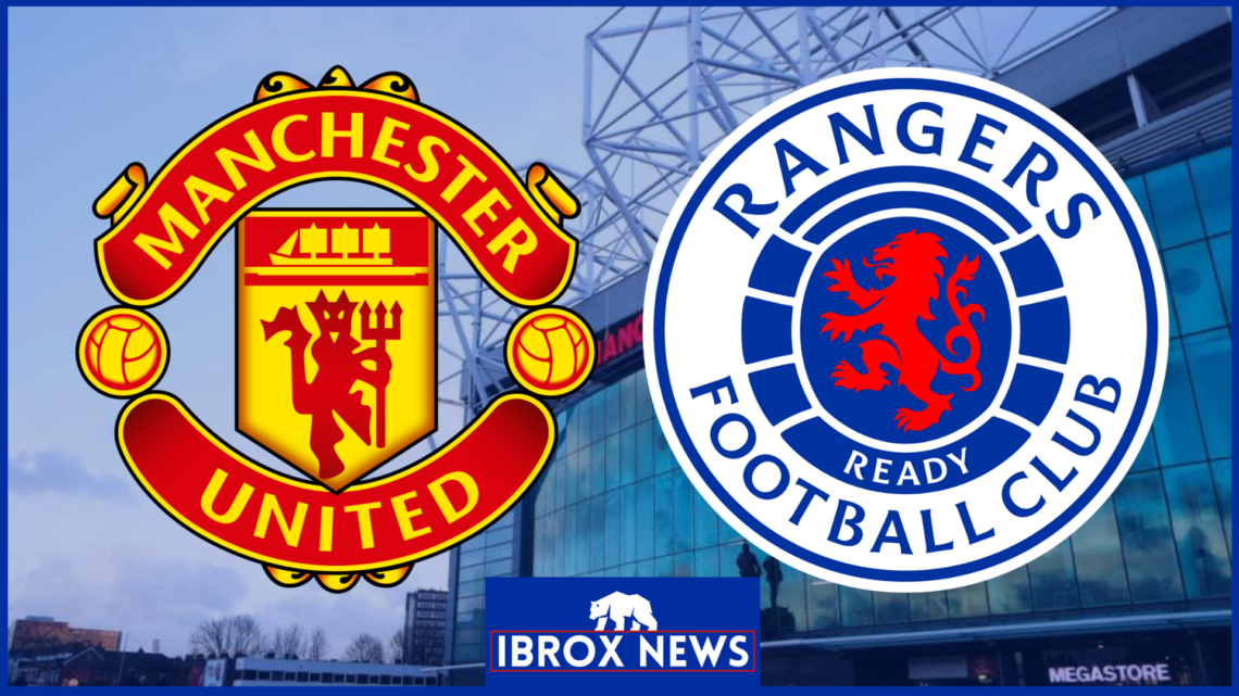 Manchester United badge, Rangers badge, Old Trafford