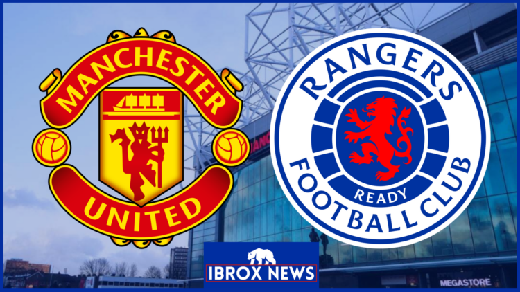 Manchester United badge, Rangers badge, Old Trafford